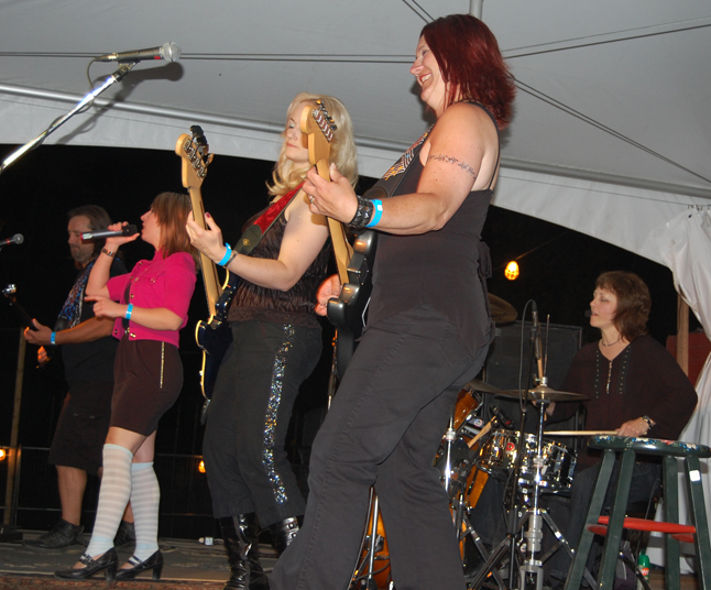Blind Spot — from left to right: Marty Stroo, Kaylee Knecht, Heidi Bender, Wanetta Stroo and Leslie Wilkins — rocked the crowd at the Revelstoke Challenge Friday night. David F. Rooney photo