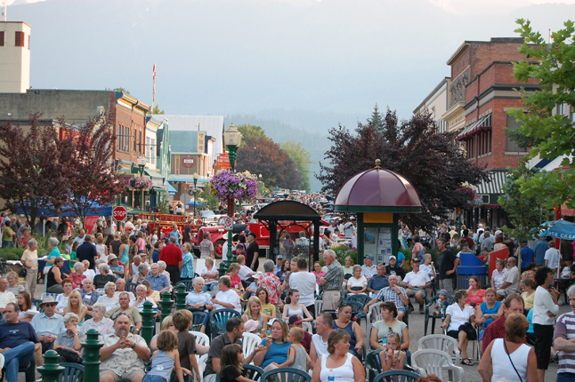 Mackenzie Avenue was jammed with Revelstokians from Victoria Road all the way past Third Street with significant spillovers on all three cross streets for the Friday evening kick-off of the 2009 Homecoming celebration. The crowd of perhaps 2,000 people or more took in car and motorcycle shows, live music and a beer garden as well as all the offerings from local restaurants, cafes, bars, shops and other businesses. David F. Rooney photo