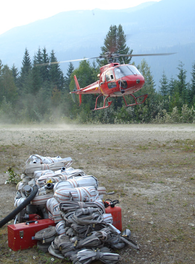 Neatly packed gear awaits a chopper at the old airstrip near the Big Mouth Fire. Photo courtesy of Ben Parsons