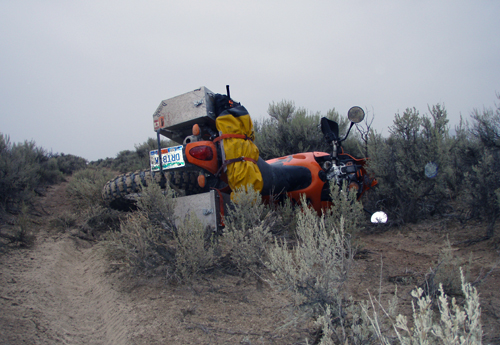 One of the bikes on its side in the desert. Photo courtesy of Rich Hamilton