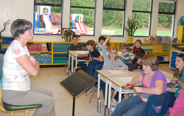 Grade Six Teacher Diane Fujino shares a few of her likes and dislikes with her Grade Six class at Arrow Heights. David F. Rooney photo