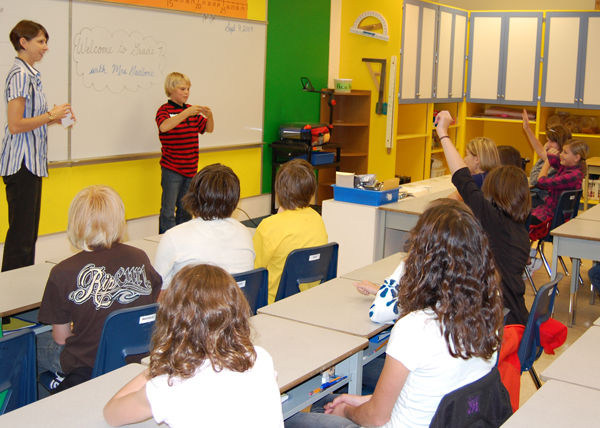 Michelle Gadbois Grade Seven students at AHE spent part of the morning getting to know each other better with a personalized guessing game. David F. Rooney photo