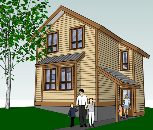 This what one of the single-family homes could look like. Illustration courtesy of the Revelstoke Housing Society