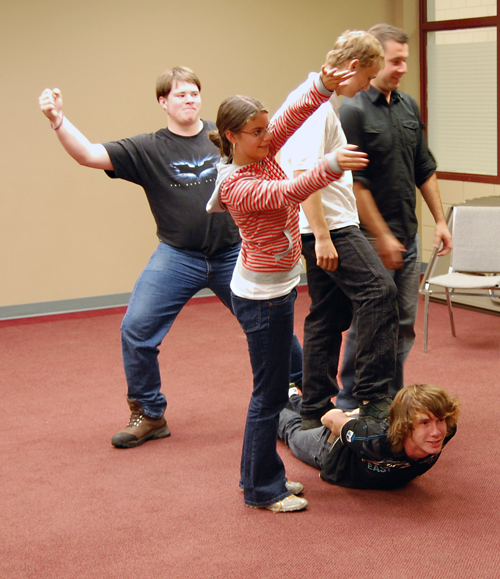 Avast, matey! Make like a pirate ship! Members of the new Theatre Sports Club create an instant impression of a pirate ship. David F. Rooney photo