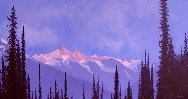 An accomplished landscape artist, Sue Davies' work for this exhibition is near-photographic in its execution and employs rich colours and tones. Image courtesy of the Revelstoke Visual Arts Centre