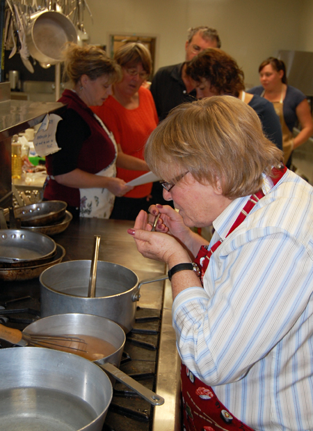 Instructor Ginger Shoji taste the miso soup. David F. Rooney photo