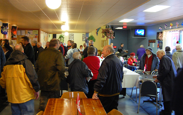 The Legion was a crowded place after the ceremony as Revelstokians gathered to socialize over a coffee or a beer. David F. Rooney photo