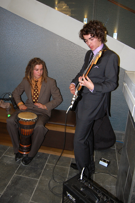 Jackson Yauck (left) and Riley Dickson provided some smooth and fairly sophisticated music for the first part of the Snowflake Wine Festival. David F. Rooney photo
