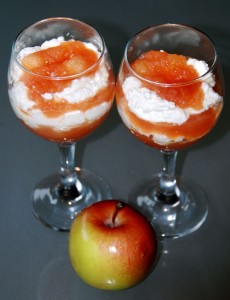 Whipped cream, apple sauce and glazed orange peel. Mix them together in the proper proportions and — voila! — Apple Fool. Leslie Savage photo