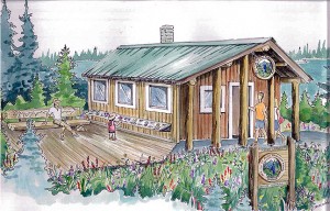 This is an artist's conception of how the Friends of Mount Revelstoke and Glacier's Balsam Lake Bookstore will appear when it is completed. Zuzana Driediger image courtesy of the FMRG