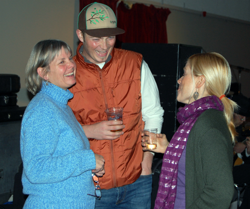 Sue Leach (left) shares a laugh with Giles Shearing and Marnie Digiandomenico.  David F. Rooney photo