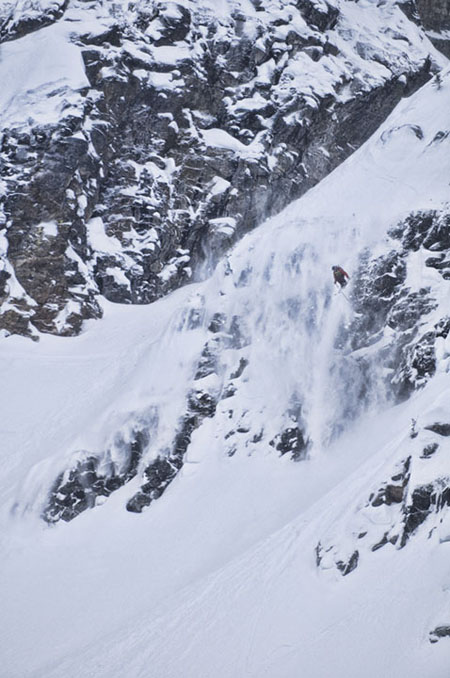 Griffin Post of Jackson Hole, Wyoming, sails his way into 5th place. Photographer Kip Wiley said of this image: "I feel this image really captures the day. It shows the wild terrain the skiers had to work with and the big air that thrilled the crowd." Photo courtesy of Kip Wiley