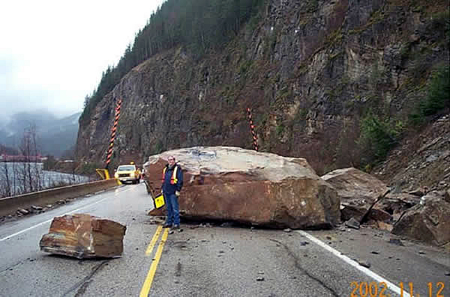 This photo from 2002 shows what can happen on the Trans-Canada Highway... at least around Three Valley Gap. Photo courtesy of Natural Resources Canada