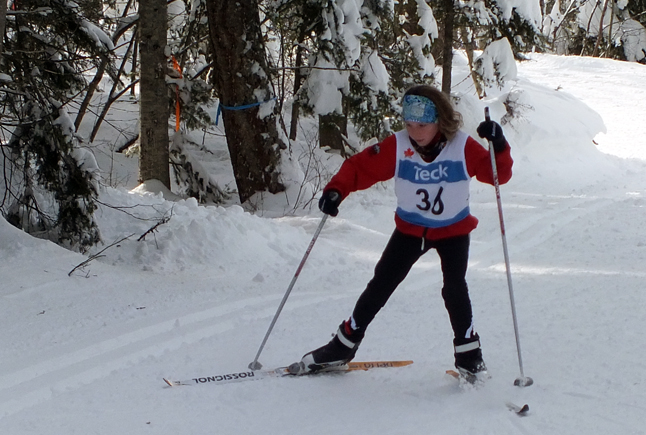 Jaclyn Elliot makes her way uphill at the Teck BC Cup races at Telemark Ski Club near Kelowna. She won a silver medal in the classic sprint event. Photo courtesy of Sarah Newton