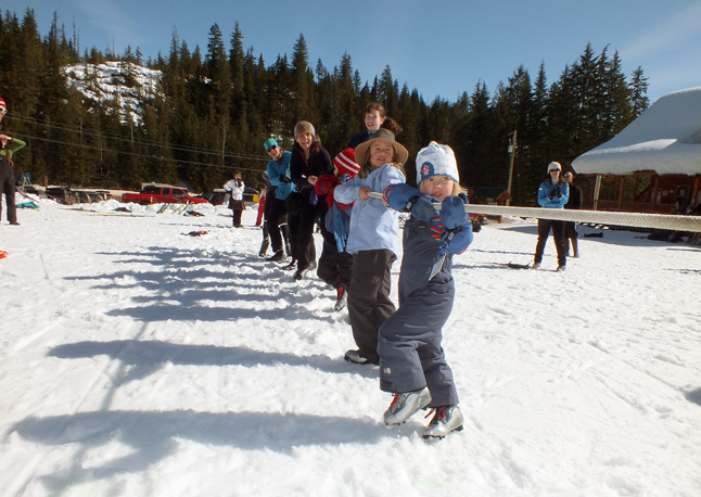 The kids and their parents had a lot of fun participating in events such as tug-o-war, biathlon, skier cross, dual slalom, relays, and even a radar gun speed skiing station.Sarah Newton photo