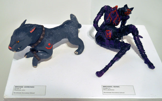 Untitled (left) By Brooke Edmunds/Grade 9 Plasticine & wire Untitled (righyt) By Breanna Howe/Grade 11 Plasticine & wire 