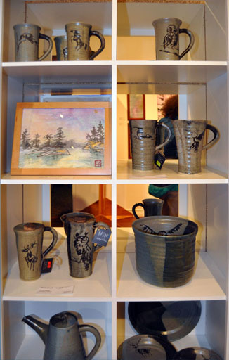 All of these ceramics are by Jacqueline Palmer, one of the new artists whose works are now on sale at the North Columbia Artists' Cooperative. David F. Rooney photo