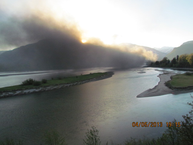 This image shows the smoke billowing over the river. Francis Maltby photo