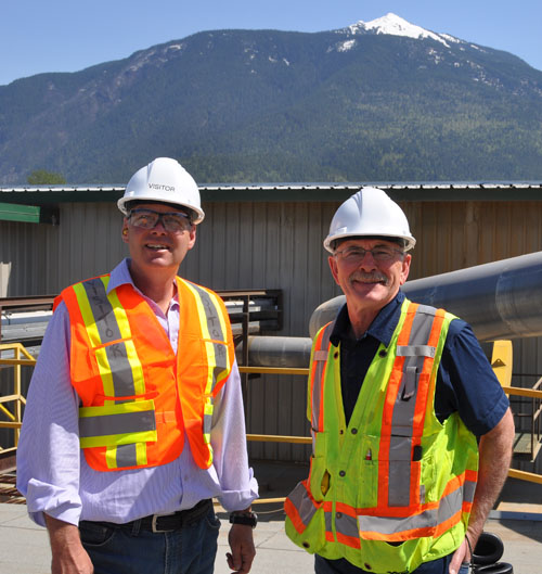NDP Candidate Norm Macdonald has a busy schedule on Thursday. He did some door knocking around town and toured Downid Timber with Alan Smythe. David F. Rooney photo