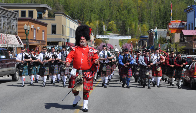The 35th annual Spring Fling got underway in Revelstoke on Saturday afternoon with a marvellous parade of pippers and drummers from nine Highland Pipe Bands from across the province. It was a stirring spectacle — And sound! — for everyone who loves the skirling of the bagpipes. David F. Rooney photo