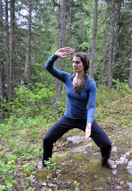 Eve's gestures and poses are not the languid movements most North Americans associate with Tai Chi. It can be like that, but Eve was trained to run through a series of 75 gestures in a minute. David F. Rooney photo