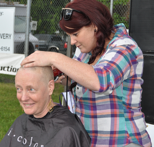 Cindy Delaronde went all the way and had her head shaved. David F. Rooney photo
