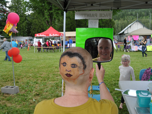 Fresh from having her head shaved Cindy Delaronde decided that decorating her head would be fun. David F. Rooney photo