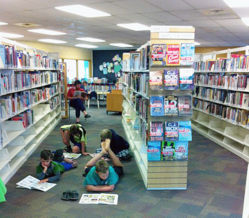 The library was packed with swimmers taking a break between races on Saturday. LIbrary staff really enjoyed having the swimmers and their families there and appreciated the many positive comments about Revelstoke generally, and about our library as well. Lucie Bergeron photo courtesy of the Revelstoke branch of the Okanagan Regional Library