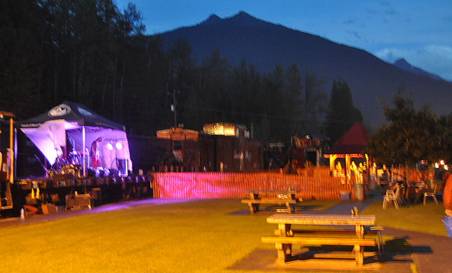 Later on Saturday evening Shred Kelly, a popular band from Fernie, set up their equipment for an evening concert. They went ahead despite on-again/off-again rain storms. David F. Rooney photo