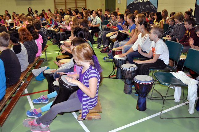 Randall also taught the children about the importance of drum music in African, Brazilian, South American and Caribbean cultures. David F. Rooney photo