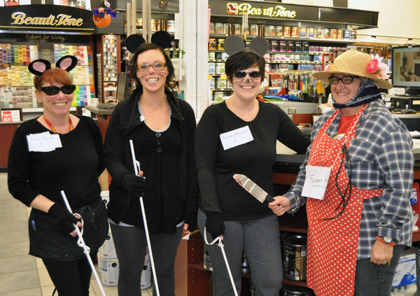 This was one of the most original costume sets I saw in town: The Three Blind Mice and The Farmer's Wife at Home Hardware. Great concept ladies!  David F. Rooney photo