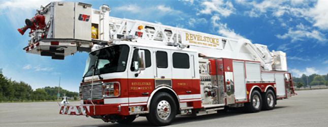 The new aerial fire truck that the City borrowed $915,000 to purchase arrives in town on Thursday, January 16, at 3 pm. Photo courtesy of the City of Revelstoke