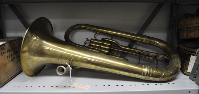 Here's an ancient horn from a long-gone band. It's not alone. There are other musical instruments and different devices from the past, both machine-made and hand-made, locked away in the bowels of the museum.  David F. Rooney photo