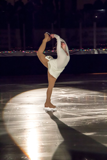 Megan reprises her role as a polar bear performing a Biellmann Spiral, which is an acrobatic manoeuvre named after Swiss skater Denise Biellmann, who was the first skater to use it to win a major international title. Jason Portras photo