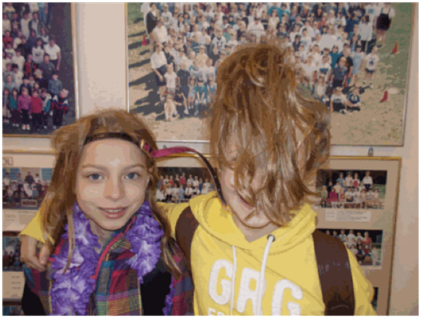 Makenna and Carly sporting there stylish bed head! Photo By Frankie, Student Reporter-Photographer 