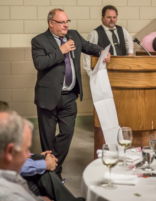 VCC of Canada President Derek Long announced his retirement from that position with the club and came prepared to thank everyone he’d ever met in his life for the opportunity. Just look at the length of those speech notes! Jason Portras photo
