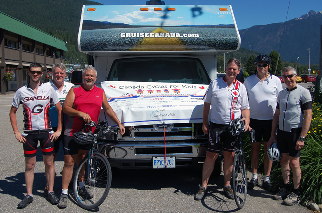 These fine folks are cycling their way to Vancouver as a fundraiser for the Children's Wish Foundation. From left to right are Paul McDonald, Mike Conway, Marc Balevi, Rob Fethersonhaugh, Mark Post and Charlie O'Connell of the Canada Cycles for Kids organization. With a passion for bicycling, Canada Cycles for Kids organizes fund-raising bicycle tours. To date, over 10,000 kilometers have been cycled with over $450,000 raised of their $500,000 target goal for the Children’s Wish Foundation of Canada. The Current is a real sucker for the Children's Wish Foundation and wishes these guys well as they head out for points west on Saturday, July 12. Please click on the link below to find out more about what they do, or to make an online donation. David F. Rooney photo