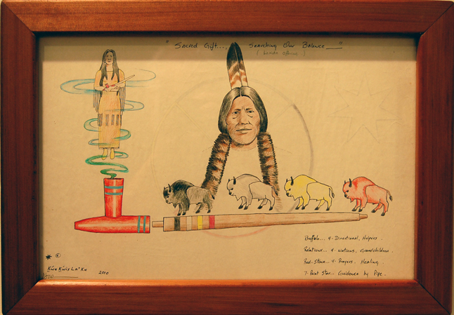 White Buffalo Maiden by Gus Timoyakin coloured pencils