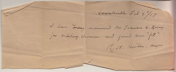 Not much in the way of a form, this scrap declares my grandfather as "fit" for active service. 