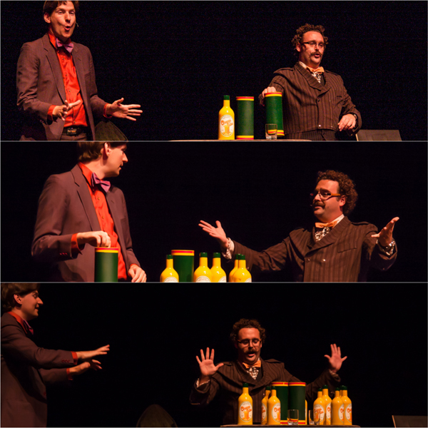 The show began with a disappearing / reappearing act in which numerous bottles of Orange Juice appeared to materialize out of thin air, propagating themselves like little bunnies. Jason Portras photo