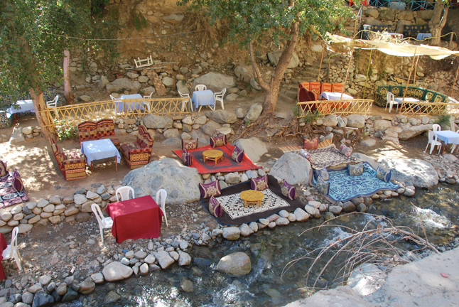 An interesting stream-side restaurant near Marrakesh. Leslie Savage photo