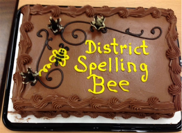 The top twelve enjoyed this delicious cake after the bee.  Thank you Ms. Leach! Allison Just photo. Caption by Emily MacLeod and Amelie Delesalle 