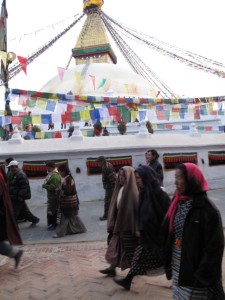 The ancient Tibetan stupa, Boudhanath, is a Unesco Heritage Site. Several Unesco Heritage Sites have been damaged in the quake, including this one. Please click on the image to see it in a larger format. Laura Stovel photo