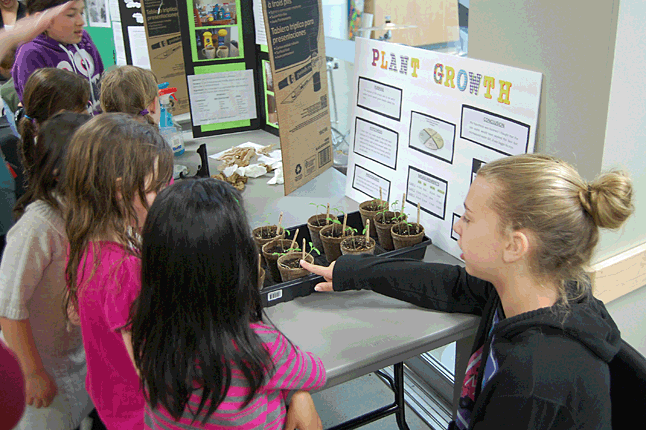 Veronica Cadden tells some young would-be gardeners what she learned about plant growth. David F. Rooney photo