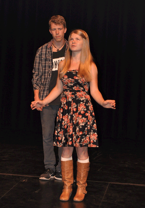 It's Splitsville: jake, played by Matt Krtexnbach, gets the bad news from Kitty,portrayed by Amelia Brown. David F. Rooney photo