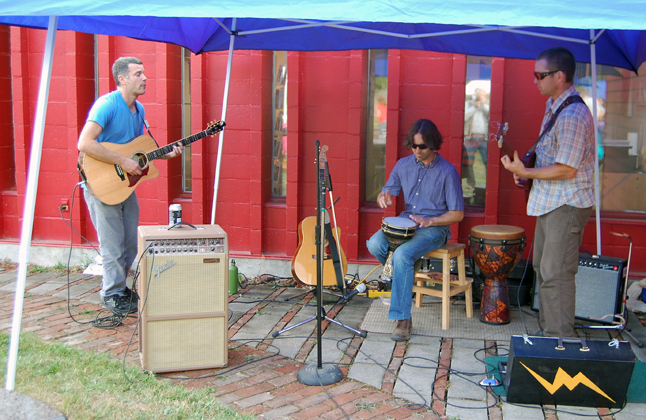 The 2015 Garden & Art Tour concluded with a party at the Visual Arts Centre where Bruce Thomas (left, Simon Hunt and Stu Smith provided the tunes. You can hear some of their work in the video at the conclusion of this photo spread. David F. Rooney photo