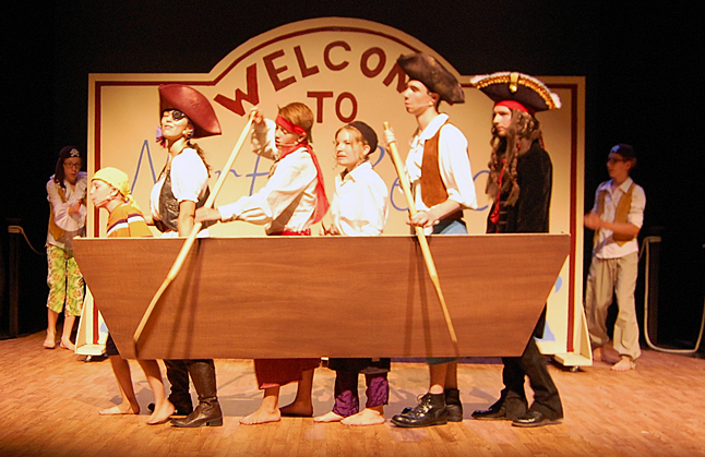 The scurvy crew take Jeremy to their ship. David F. Rooney photo