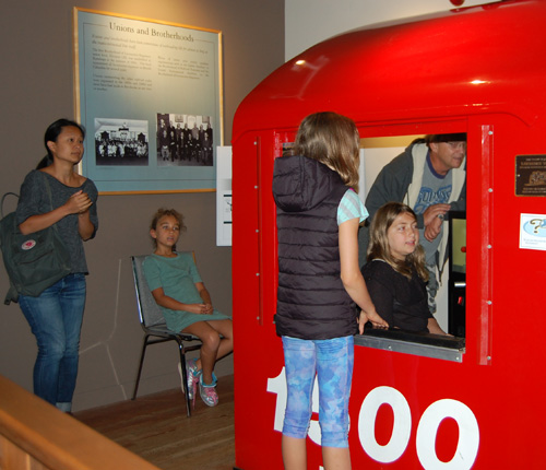 The highly popular railroad simulator drew a line of people young and old who wanted to sit behind the simulated engine's controls. David F. Rooney photo
