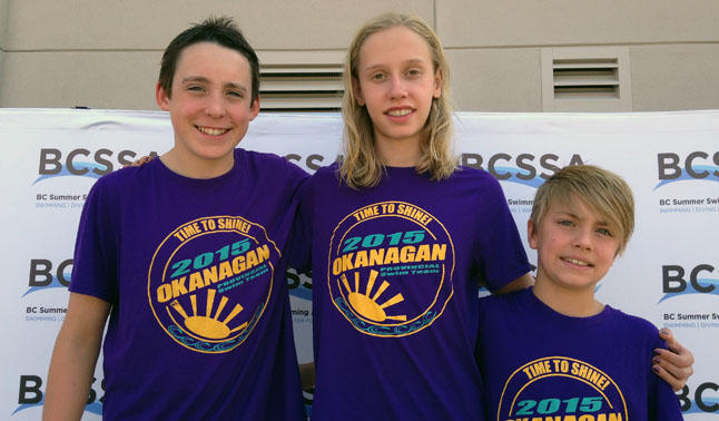 Our city now boasts three provincial swimming record breakers. Between them, James LeBuke (left), Beth Granstrom, and Ryder Litke broke six provincial records at the BC Summer Swimming Championships. Beth Granstrom broke records in both the 200 metre IM and the 100 m fly while James LeBuke broke records in the 200 m IM and the 100 m breastroke, and Ryder Litke broke records in the 100 m IM and the 50 m breastroke. Congratulations! Scott LeBuke photo