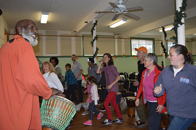 David Thiaw's drumming workshop at the United Church was definitely a high-energy venue. Laura Stovel photo